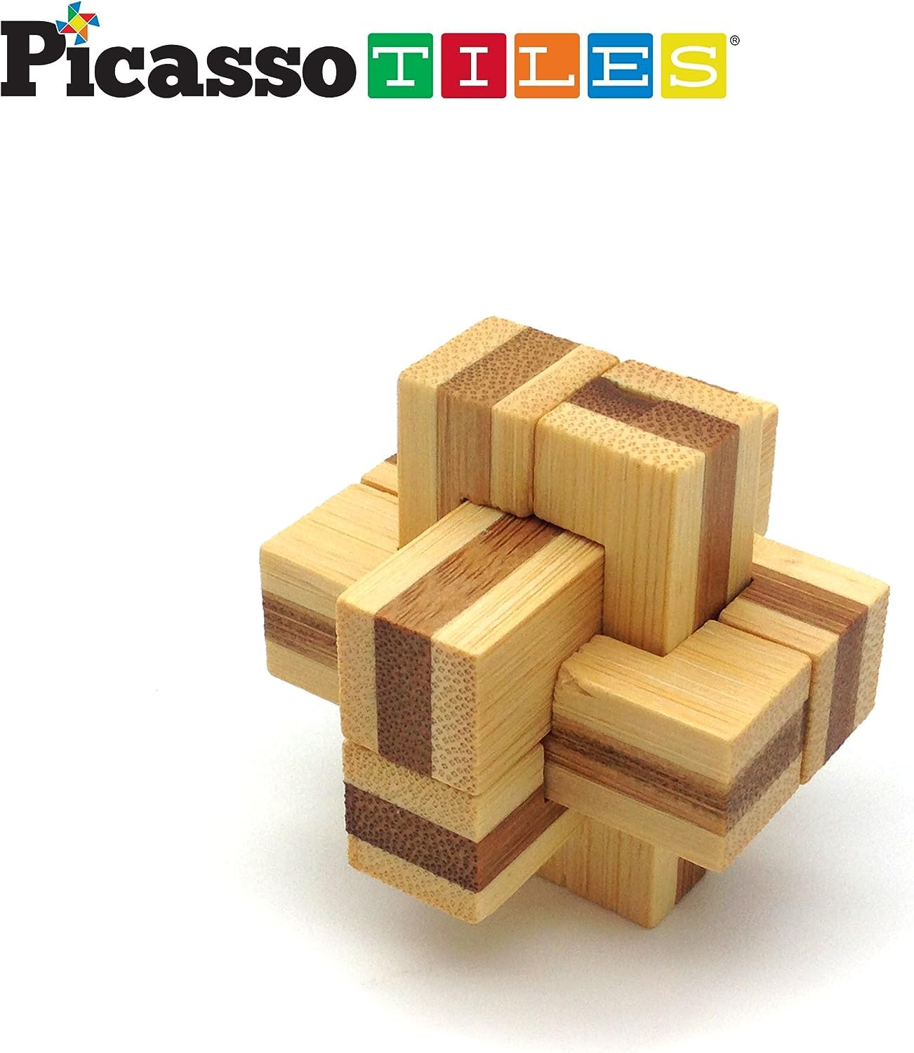 PicassoTiles 8 Styles Interlocking Sensory Toys Wooden Burr Cube, Ball and Barrels Logic Skill Genius Puzzle Brain Teaser Games & Intellectual 3D