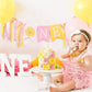 WAHAWU Sunshine Highchair Banner - Girl Birthday Banner, One in the Sun 1st Birthday, Photo Decoration Props