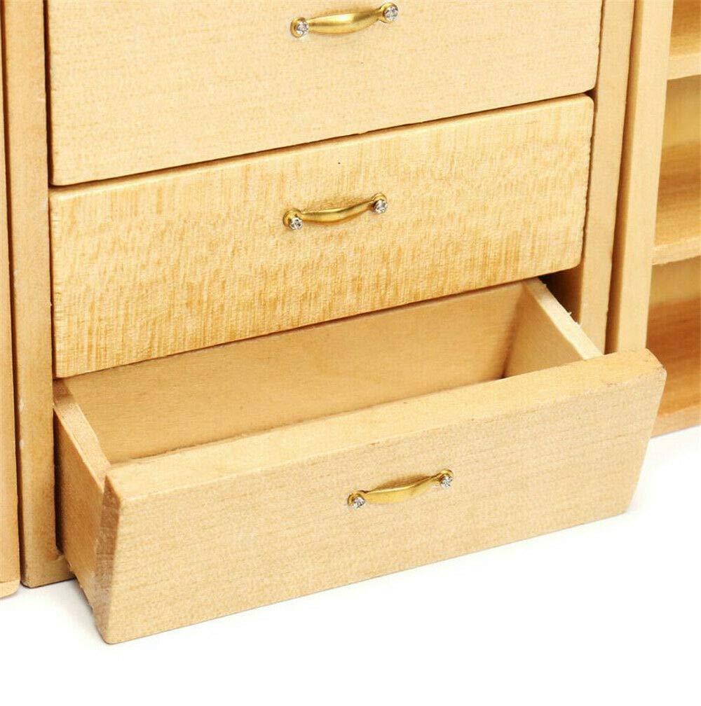 EatingBiting 1:12 Dollhouse Miniature Furniture Accessories Wooden Cabinet Cupboard Closet Various Styles of Furniture 4 Part Set Arbitrary Placement