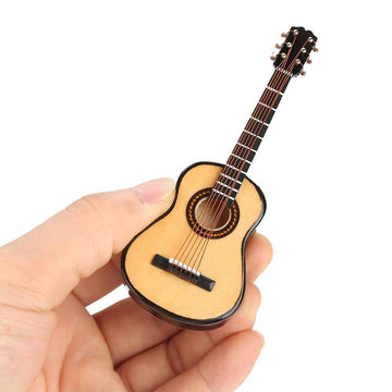 Miniature Guitar Model Decor, Miniature Wooden Guitar Model Display Mini Musical Ornaments Craft Home Decor for Dollhouse Accessories Model Home