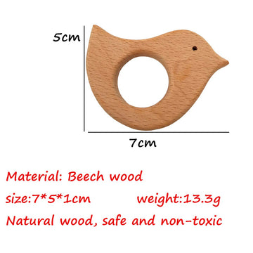 10pcs Lovely Cartoon Wood Bird Montessori Toy Pure Natural Animal Shape Beech Wooden Toys Handmade Pattern DIY Jewelry Making Necklace Pendant (Bird