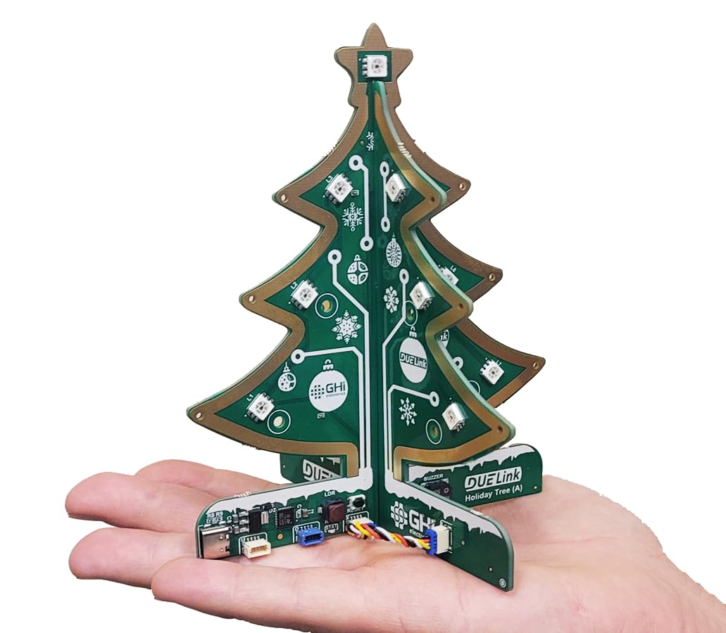 Optionally programmable DUELink Holiday Tree, Compatible with MicroBlocks, Python, and Arduino