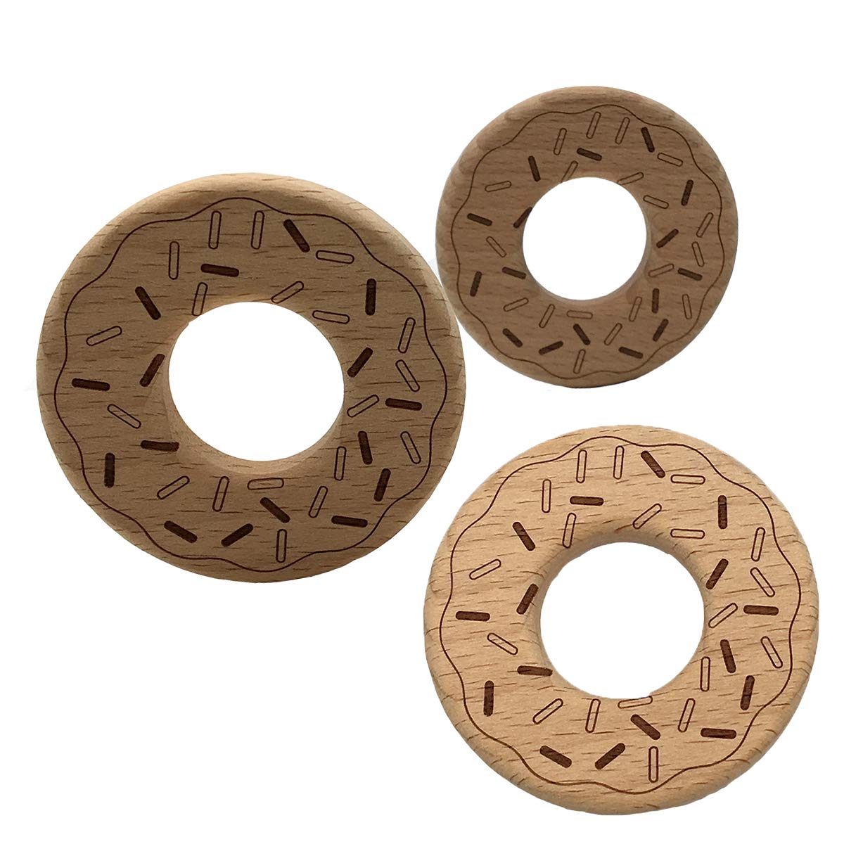 Organic Wooden Donuts Natural Handmade Unfinished Beech Wooden Animal Shape Pattern DIY Home Decoration Crafts Accessory (Donuts)