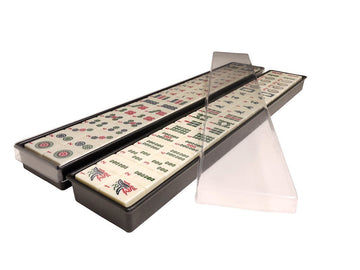 American Mah Jong Set - 166 Ivory Colored Engraved Tiles, 4 x Combo Rack/Pushers - Black Aluminum Case