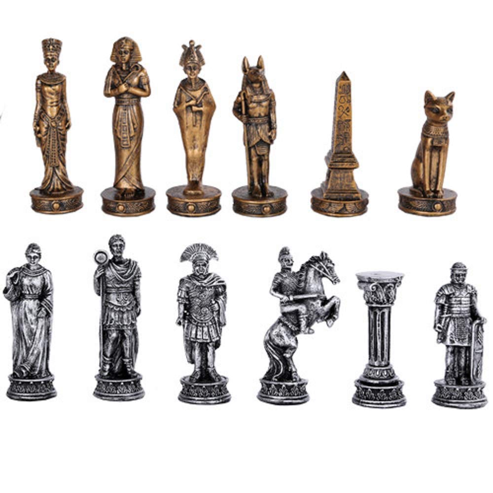 Pacific Giftware Romans vs Egyptians Chess Set with Glass Board - Historical Themed Collectible Game Set