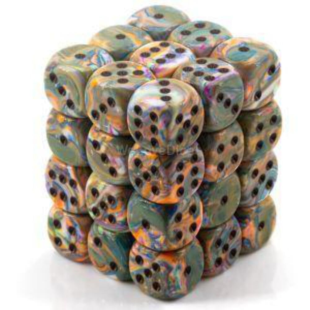 Chessex Vortex Bright Green with Black Numbers 12 mm Dice Block (36 dice)