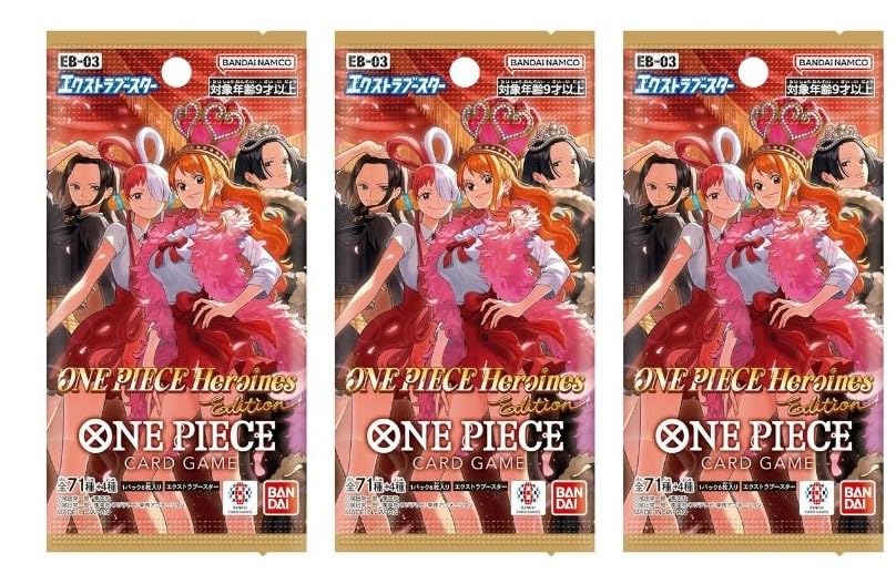 One Piece Card Game Extra Booster Heroines Edition EB-03 Booster Pack (Japanese) - 3 Packs - 18 Cards