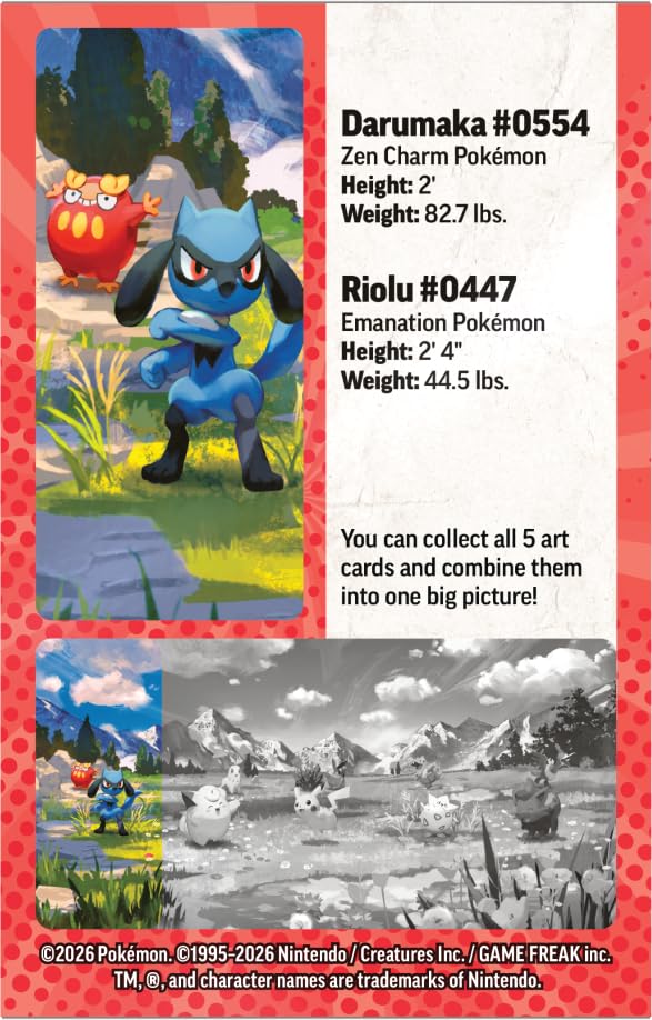 Pokémon TCG: Mega Evolution-Ascended Heroes Mini Tin: Riolu & Darumaka (1 Sticker Sheet, a Pokémon Art Card & 2 Booster Packs)
