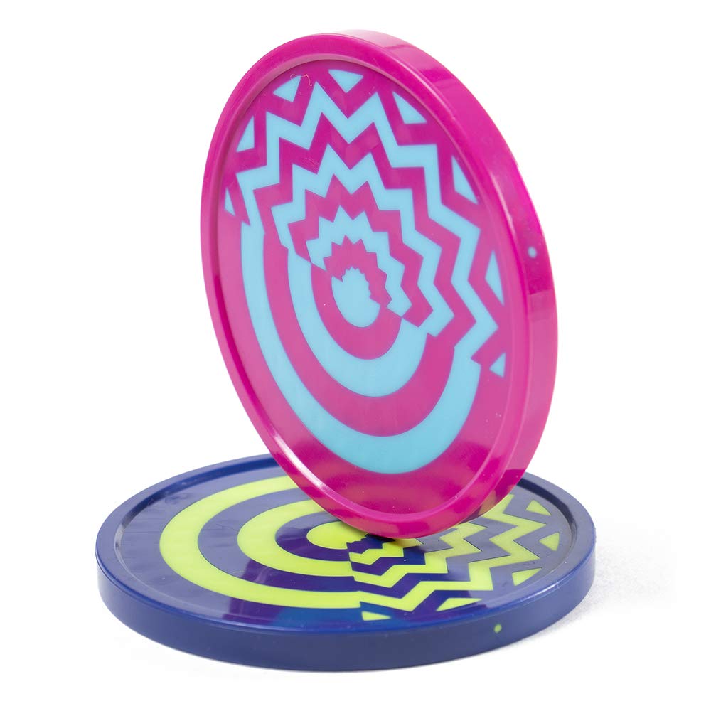 Vivid Two-Tone Air Hockey Pucks (2-Pack) | Wear-Proof Molded Psychedelic Patterns and Designs | Large 3.25-inch Pucks for Standard Air Hockey Tables |