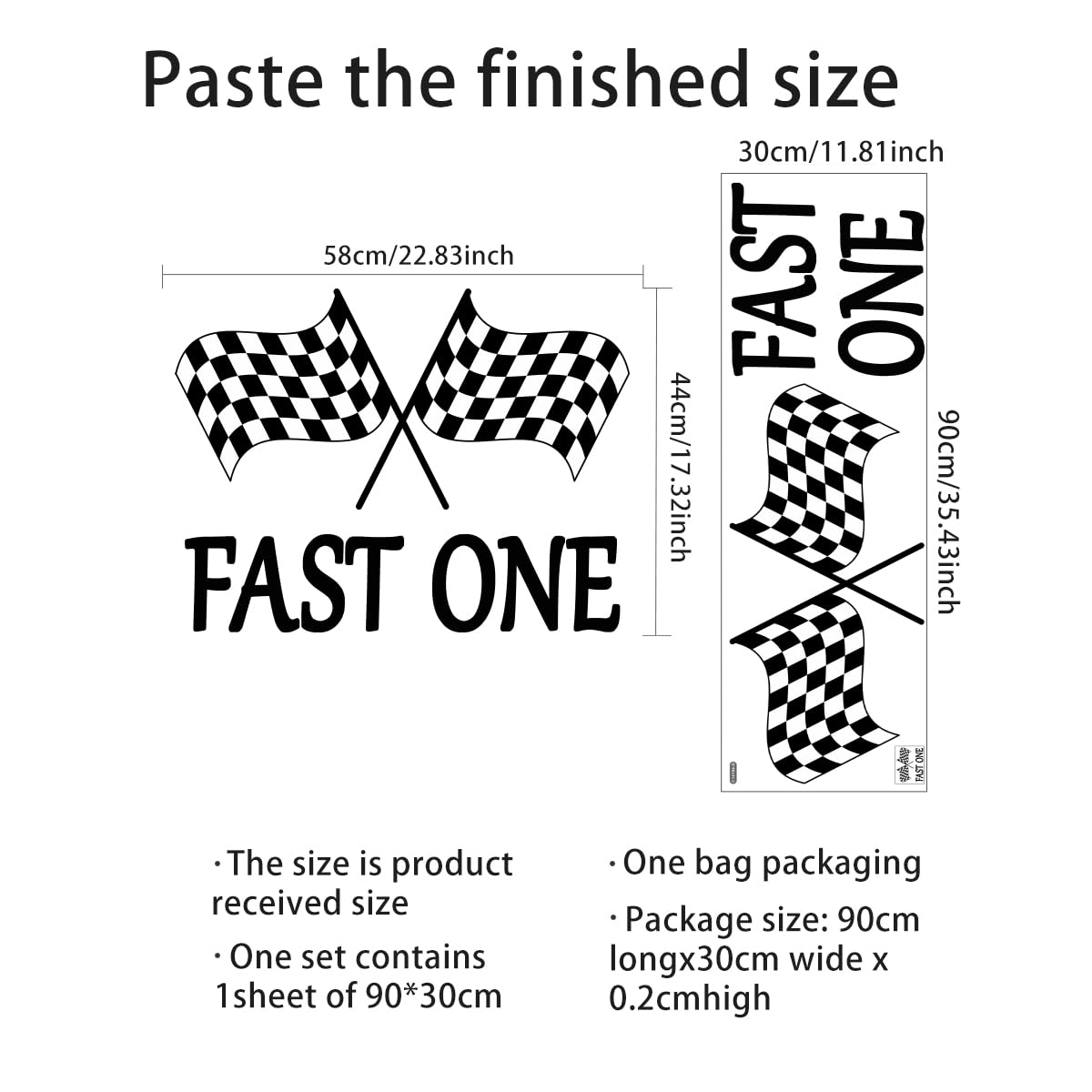 Fast One Party Decal Signl - Race Car 1st Birthday Decorations for Party Balloon Arch,First Birthday Party Backdrop Sticker,Little Boy (Fast One)