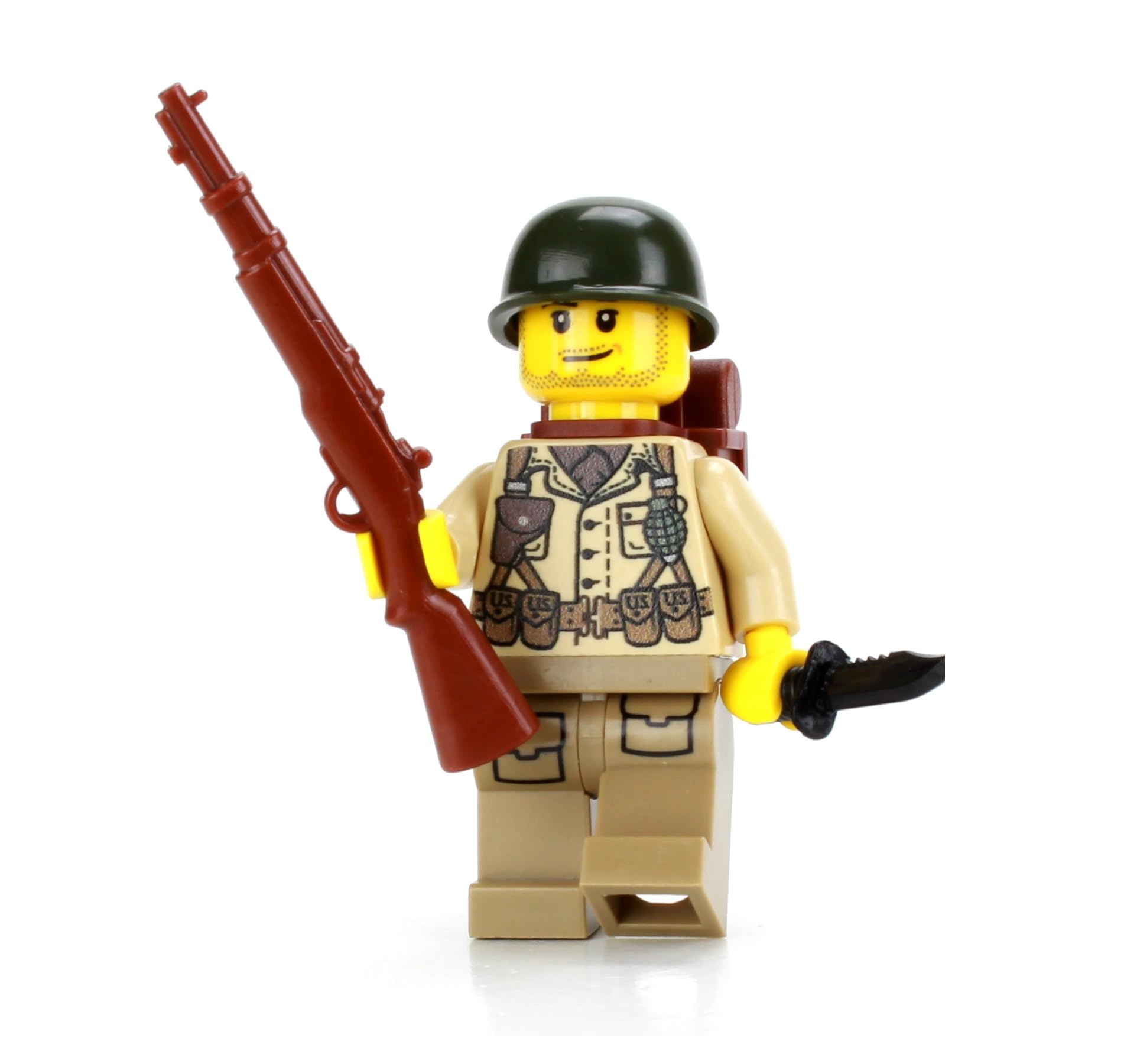 Battle Brick 1.6 Inches Tall WW2 US Army Soldier Collectible Custom Minifigure | Genuine Military Minifig | Printed in The USA | World WAR 2 | | Great