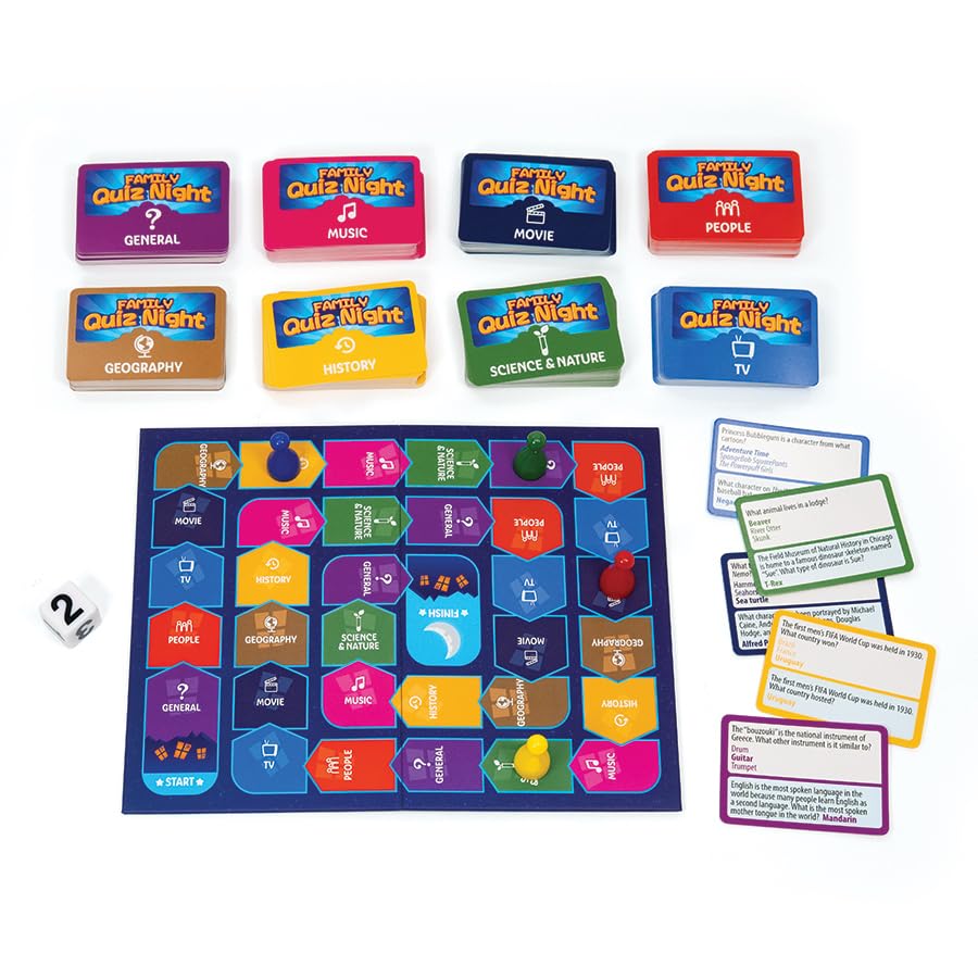 Outset Media Family Quiz Night - Kids vs Adults - Over 200 Cards for 2 or More Players Ages 8 and up