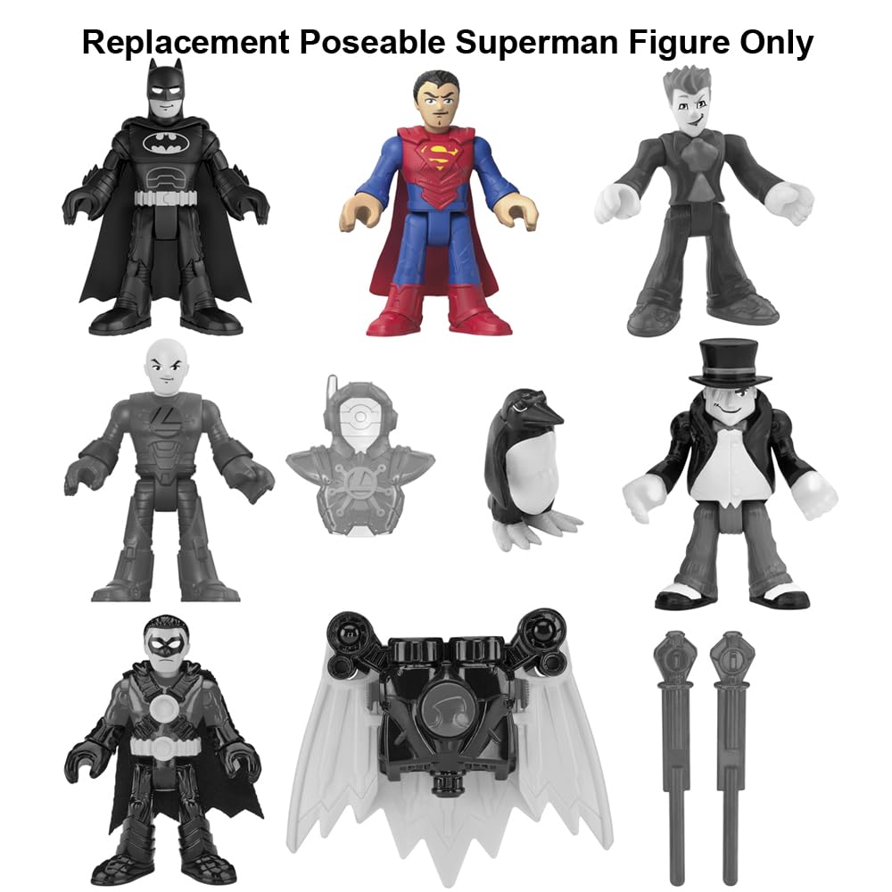 Mattel Replacement Part for Imaginext Deluxe Figure Pack Playset - GWX46 ~ Replacement Poseable Superman Figure ~ Dressed in Blue and Red with Red