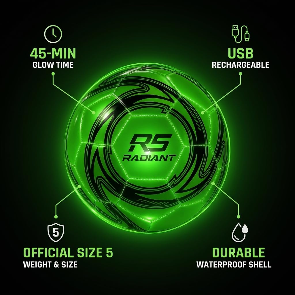 Radiant Sports LED Soccer Ball (Green, 4)