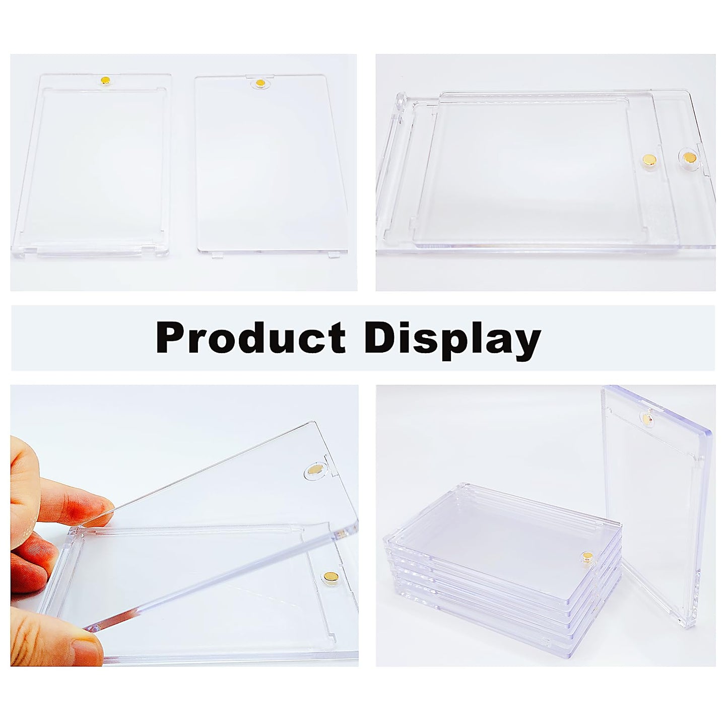6 Pack Magnetic Card Holder 130pt Thick One Touch Hard Plastic Trading Protector Case for Baseball Basketball Football Sports Cards