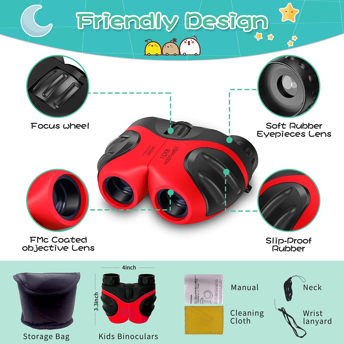 Best Gifts for Teen Girl, Happy Gift Compact Watreproof & Shock Proof Binocular Binocular for Kids Toys for 3-12 Year Old Girls,Boys to Watching