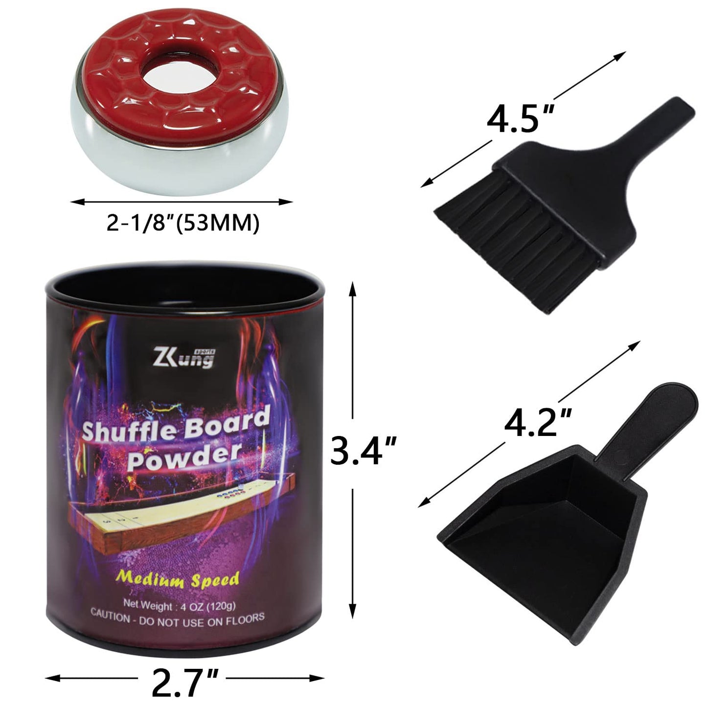Shuffleboard Pucks and Sand Set - 2 1/8" Table Pucks with 2 Cans Wax