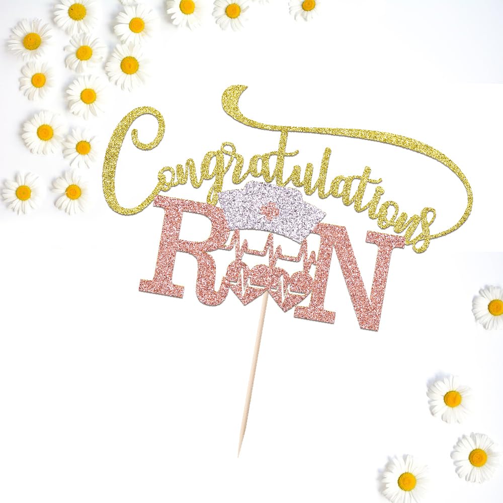 Congratulations RN Cake Topper -Congrats Nurse/BSN Cake Decor,Congratulations High School/College Graduation,Medical School Graduation Party