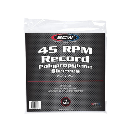 BCW 4 Mil Record Sleeves (7 Inch) | Clear Polypropylene Vinyl Album Protectors for 45 RPM | Archival Quality, Acid-Free Design | Premium Outer Sleeves