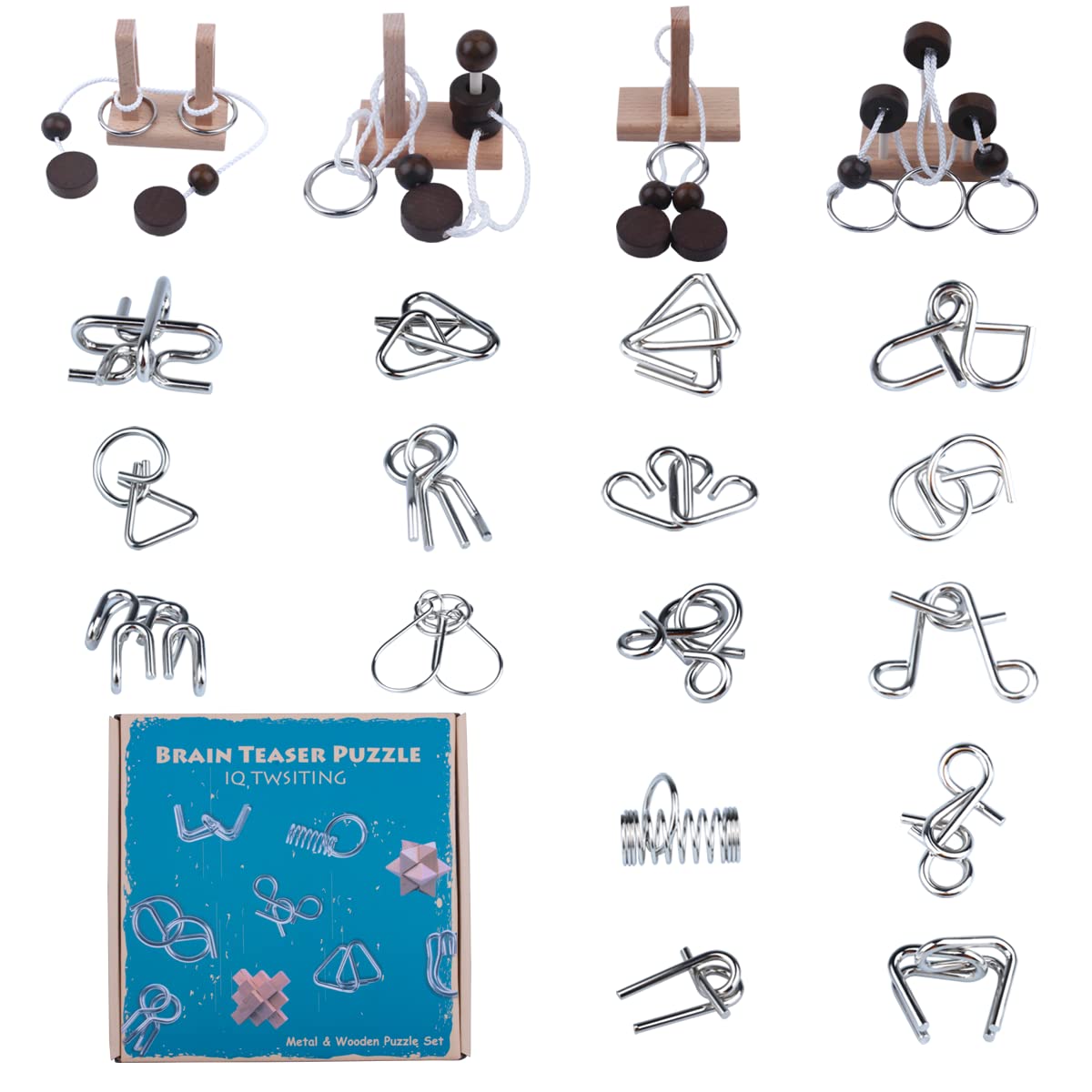 Brain Teaser Puzzle Wooden Threading Rope Loop Puzzle Luban Lock Brain Teaser Game Adult Kids Toy Puzzles for Adults (16)