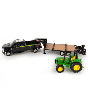 ERTL Ford F350 Pickup and Tractor Toy Set - 1:32 Scale - Includes John Deere Tractor Toy, Ford F350 Pickup Truck Toy and Gooseneck Trailer - 17.25 x