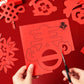 Kissvian Chinese Paper Cutting Kit with 60 Pages - 6.7 x 6.7 Inch Square Folding Paper Art Crafts for Chinese New Year & Spring Festival Celebration
