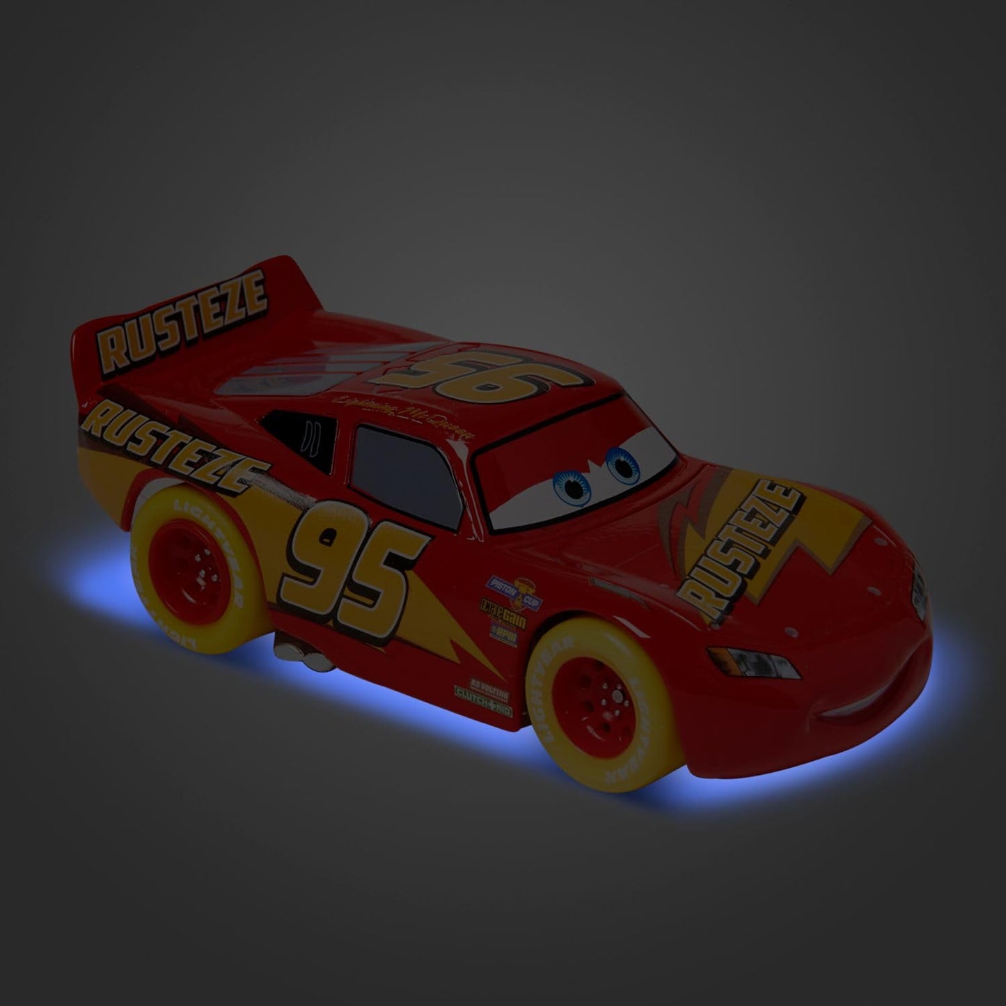 Disney Store Official Cars Light-Up Pullback Die Cast Set - Featuring Lightning McQueen, Jackson Storm, Chase Racelott - Neon Lights Set with Light-Up