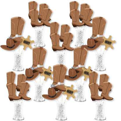 Big Dot of Happiness Western Hoedown - Wild West Cowboy Party Centerpiece Sticks - Showstopper Table Toppers - 35 Pieces