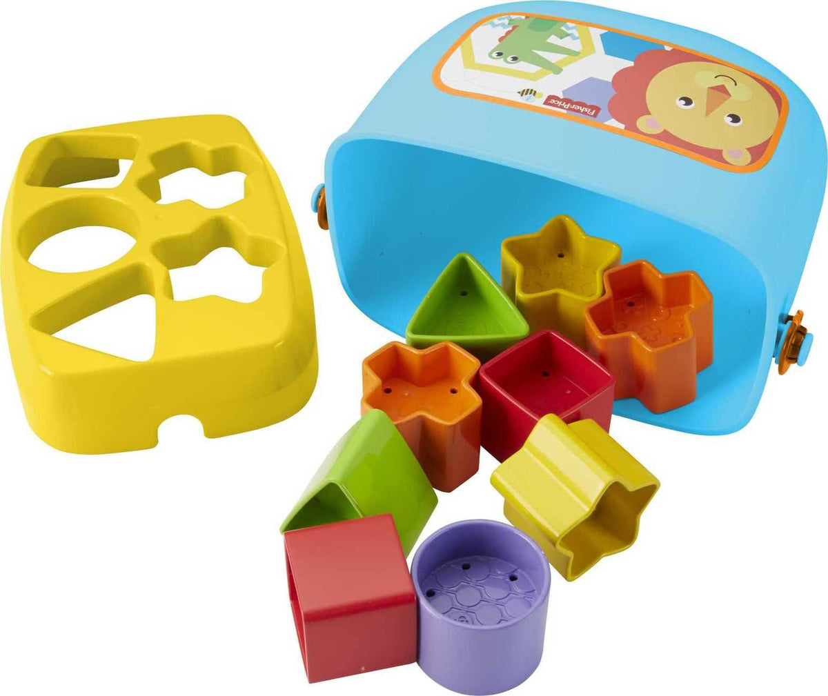 Fisher-Price Infant Toy Baby’s First Blocks, 10 Shapes & Storage Bucket, Sorting Activity for Fine Motor Skill Development Play Ages 6+ Months