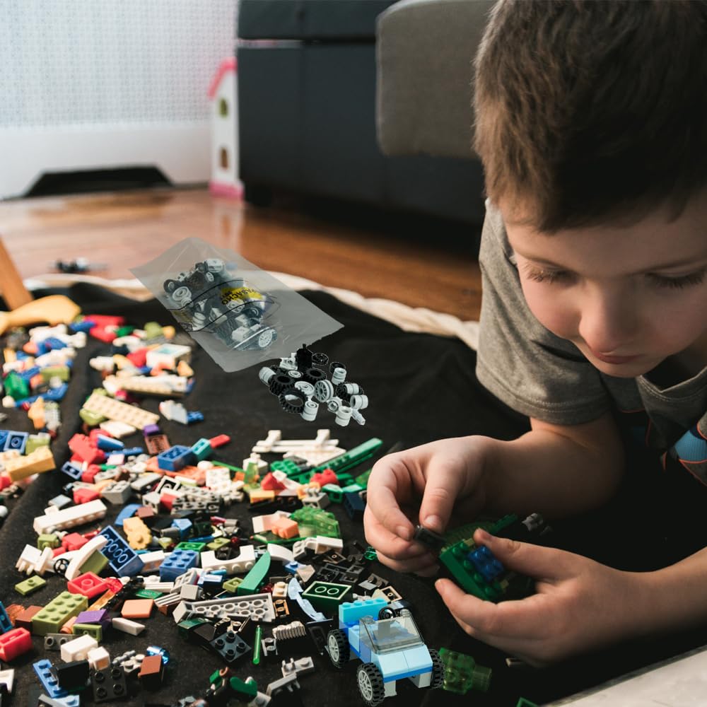Pasacho Wheels and Axles Set, Car Parts Chassis Pieces Tires Building Blocks, Compatible with Classic Bricks Toys