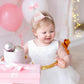 Kaniwati Pink Bow Half Birthday Hat,Bow Girl 1/2 Birthday Hat,Half Decorations for Girls,White and Pink Embroidery (CXMZ-HALF-HDJ)