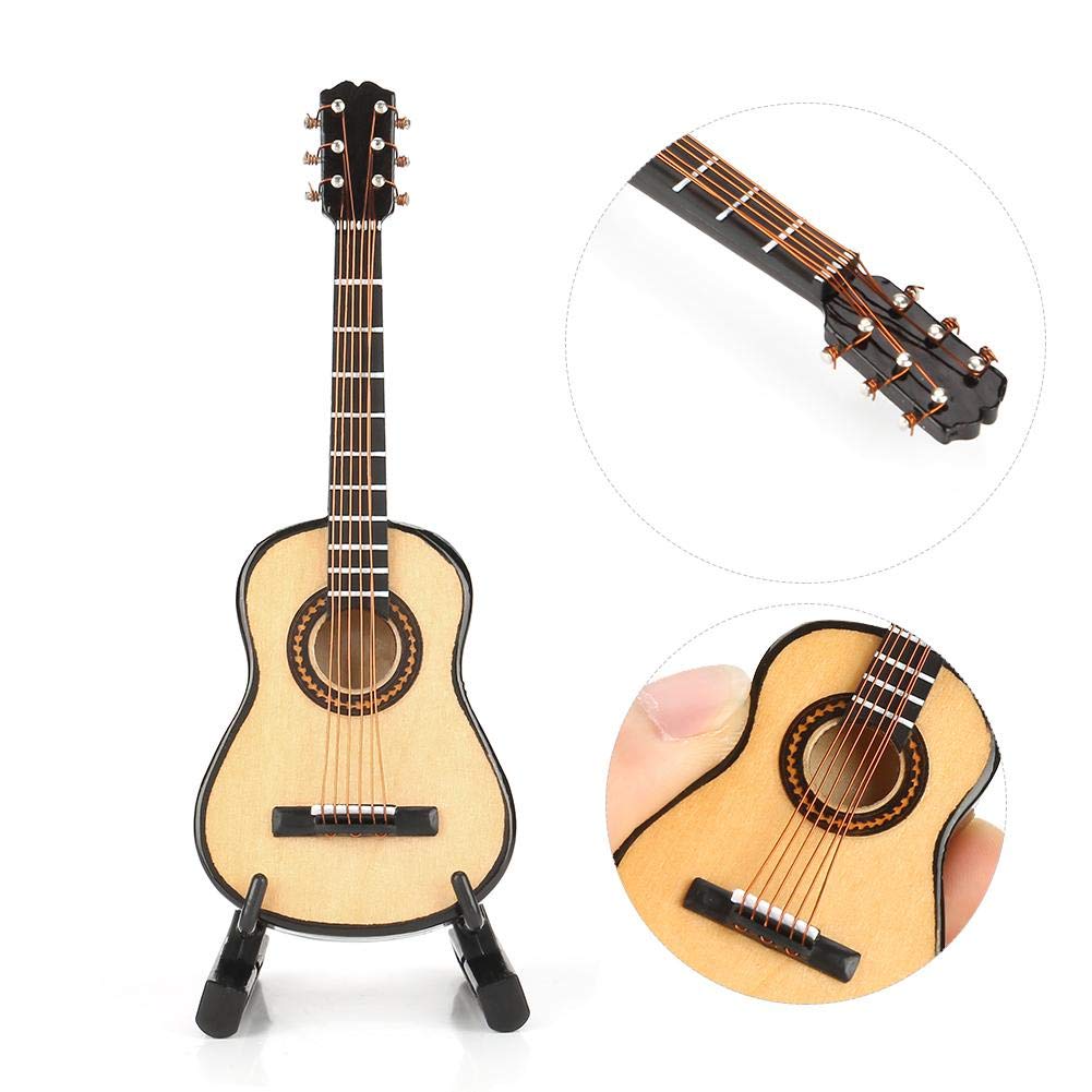 Miniature Guitar Model Decor, Miniature Wooden Guitar Model Display Mini Musical Ornaments Craft Home Decor for Dollhouse Accessories Model Home