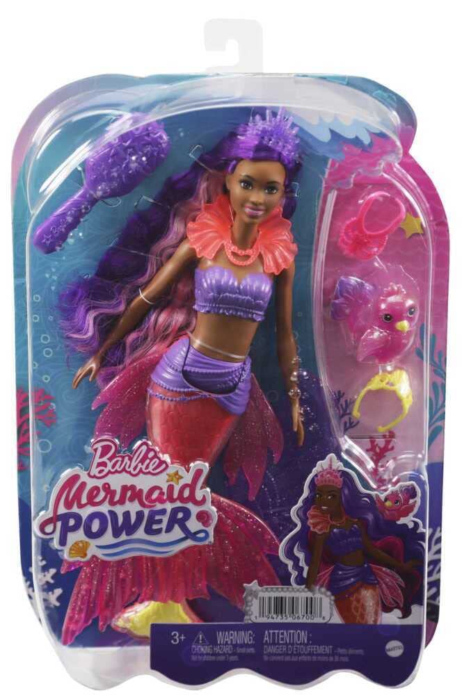 Barbie Mermaid Power Doll Set, Barbie "Brooklyn" Fashion Doll with Phoenix Pet & Accessories, Mermaid Toy with Interchangeable Fins