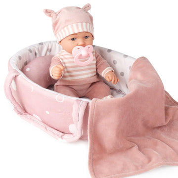 Enjoyin 12'' Baby Doll Playset with Washable Doll Accessories Includes Carrier Bassinet Bed, Pacifier, Blanket, and Pillow, First Baby Dolls for