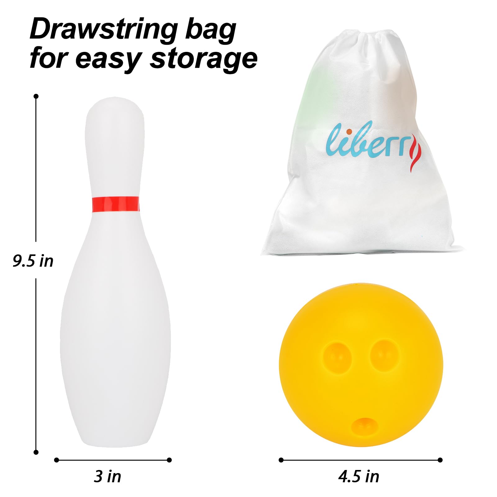Liberry Kids Bowling Set Toy for Boys Girls Ages 2 3 4 5 (White)