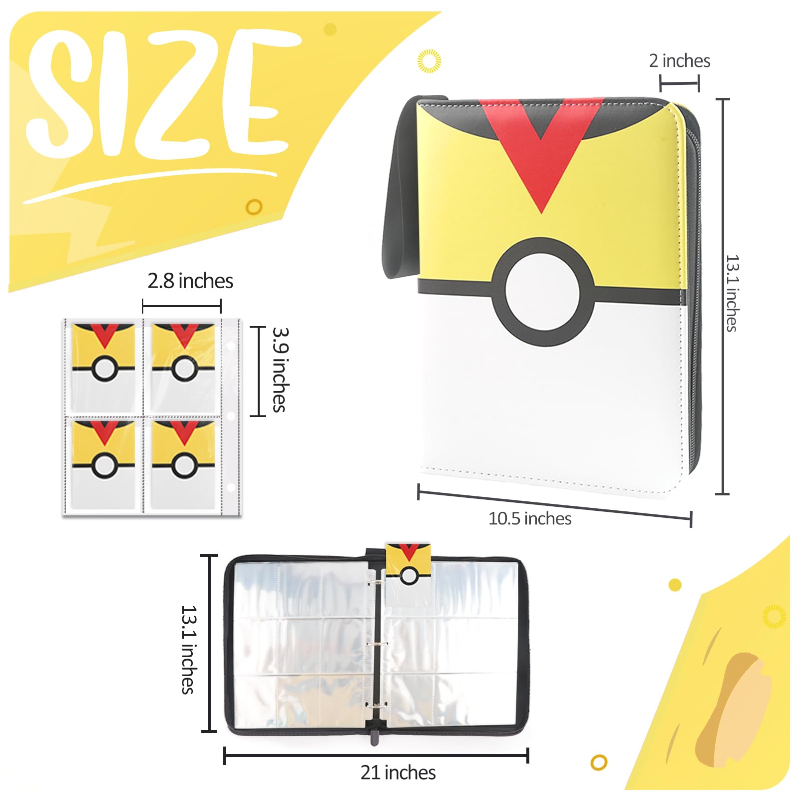 900 - Pockets Trading Card Binder with Removable 50 Sleeves, Card Collector Album with Zipper, Portable Card Holder Book Fits Sports Card, Game Card