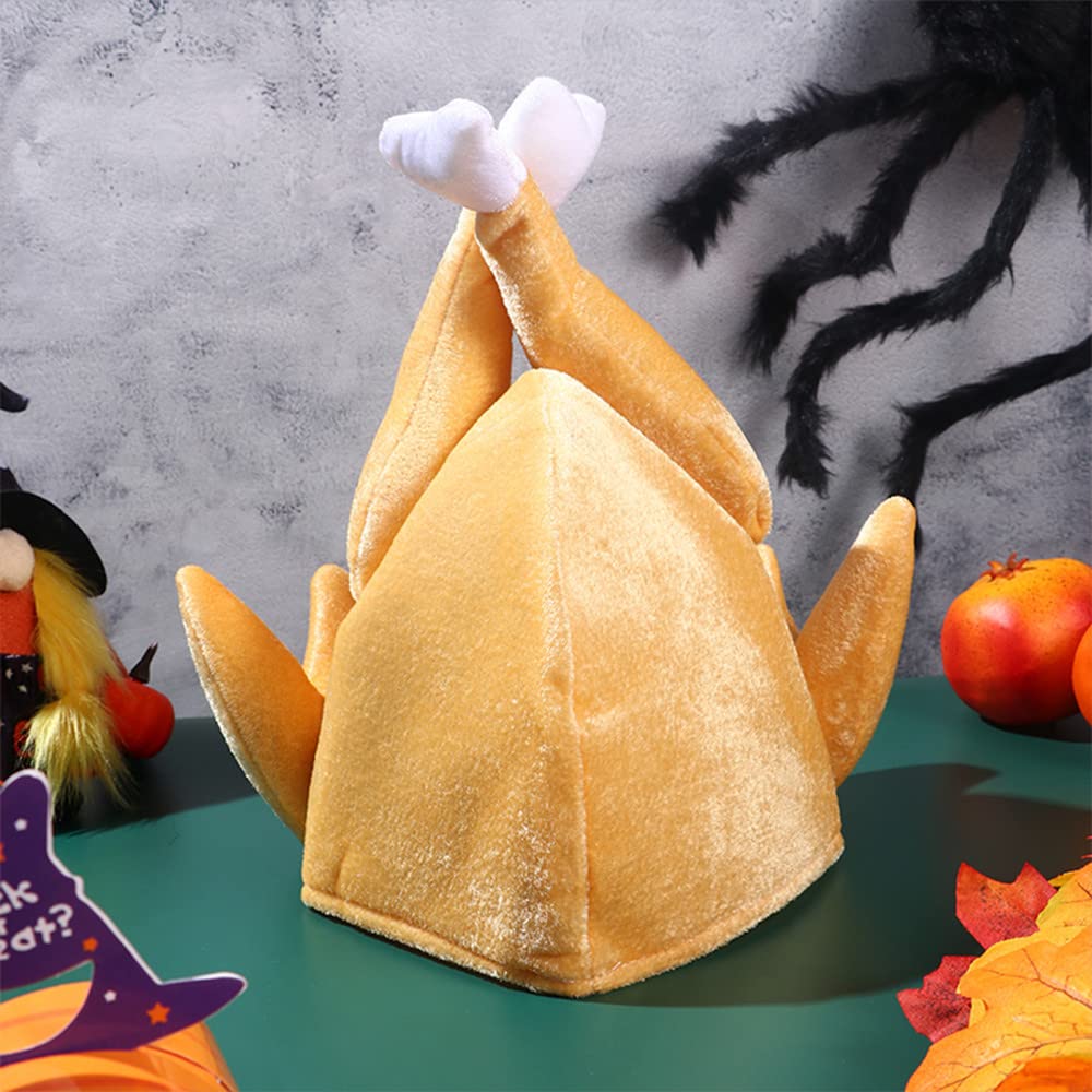 Tkocisa 4 Pack Thanksgiving Plush Turkey Hats Roasted Turkey Hats, Thanksgiving Hat Thanksgiving Halloween Turkey Costume Funny Hat For Role Play