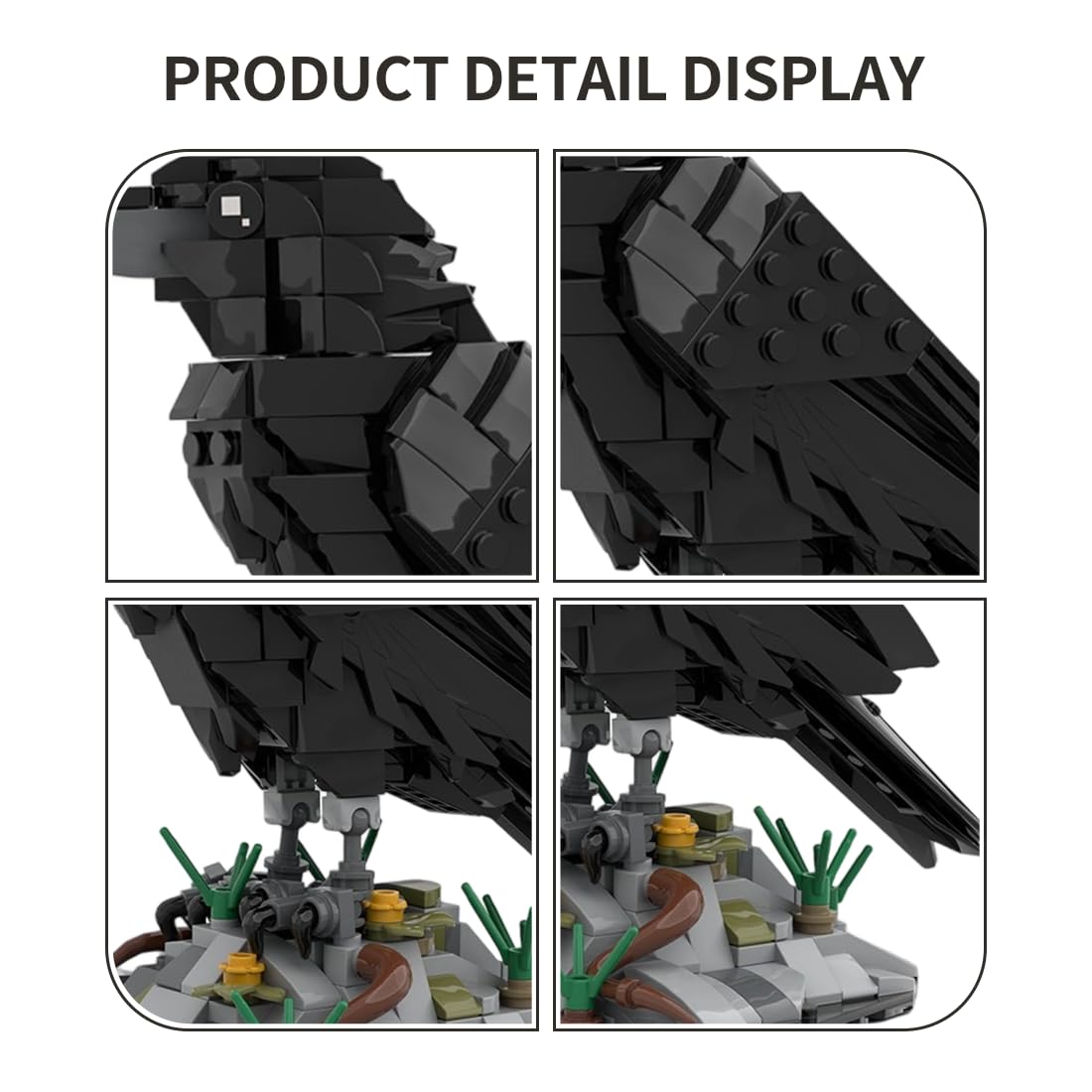 RCTRORCARY Raven Bird Animal Building Set, Mechanical MOC Bird Bricks Animal Collection for Adults Home Office Art Decor Creative Gifts, Designed by