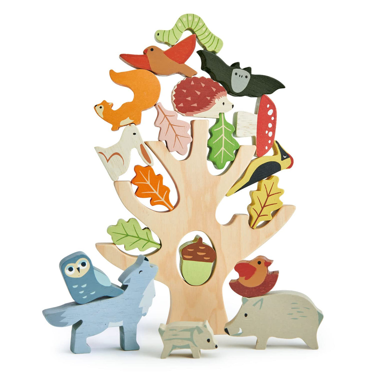 Tender Leaf Toys - Stacking Forest - Wooden Animal Balancing Game for Children and Toddlers - Manual Dexterity and Cognitive Development for Ages 18