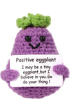 BFYCHYC Handmade Emotional Funny Eggplant Gift, Creative Cute Wool Eggplant Doll with Positive Card, Crochet Gifts, Office and Home Decoration for