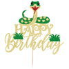 Kaoenla Glitter Snake Happy Birthday Cake Topper- snake theme happy birthday cake decoration animal theme birthday supplies decoration?Baby Party ?Boy