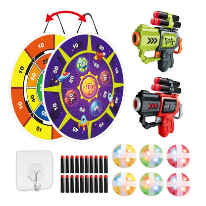 Light Up Dart Board for Kids | Large 29" Shooting Game with 2 Toy Guns & 20 Soft Foam Bullets | Game Room Dartboard | Indoor & Outdoor Wall Games |