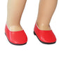 American Fashion World Red, White, and Black Flats for 18-Inch Dolls | 3 Pack | Premium Quality & Trendy Design | Dolls Shoes | Shoe Fashion for Dolls