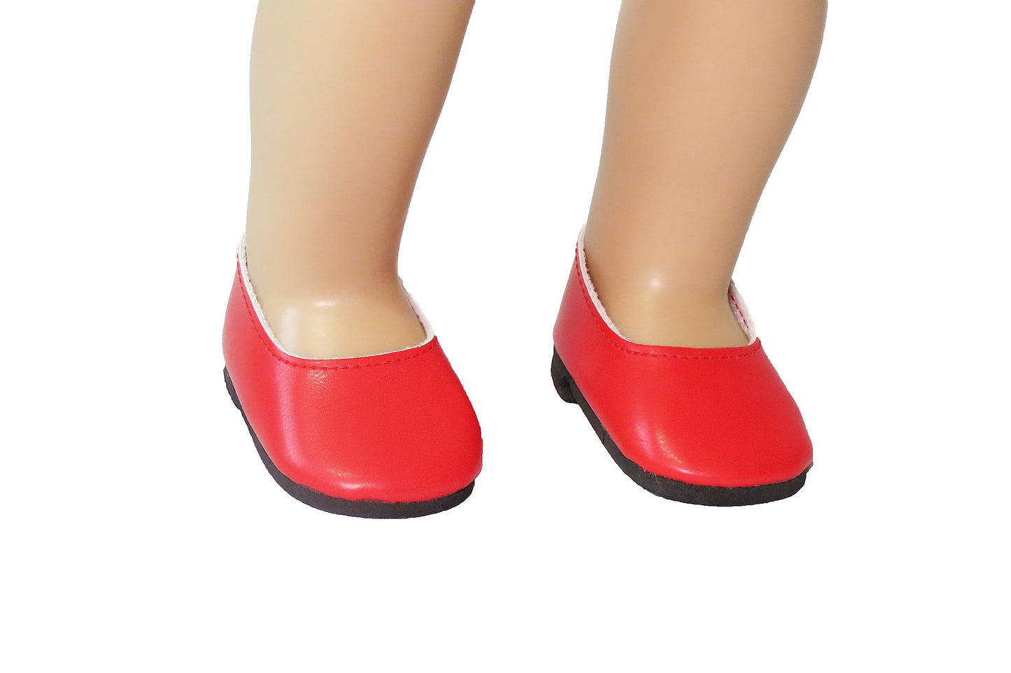 American Fashion World Red, White, and Black Flats for 18-Inch Dolls | 3 Pack | Premium Quality & Trendy Design | Dolls Shoes | Shoe Fashion for Dolls