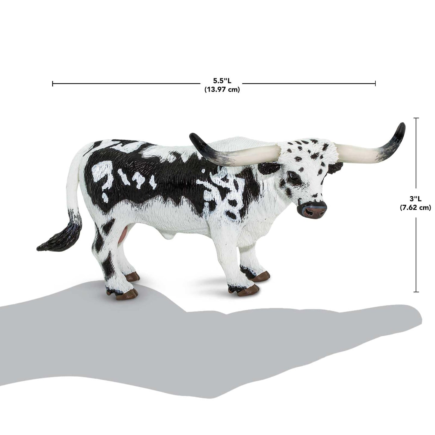 Safari Ltd. Texas Longhorn Bull Figurine - Hand-Painted, Lifelike 5.5" Model Figure - Fun Educational Farm Animal Toy for Boys, Girls & Kids Ages 3+