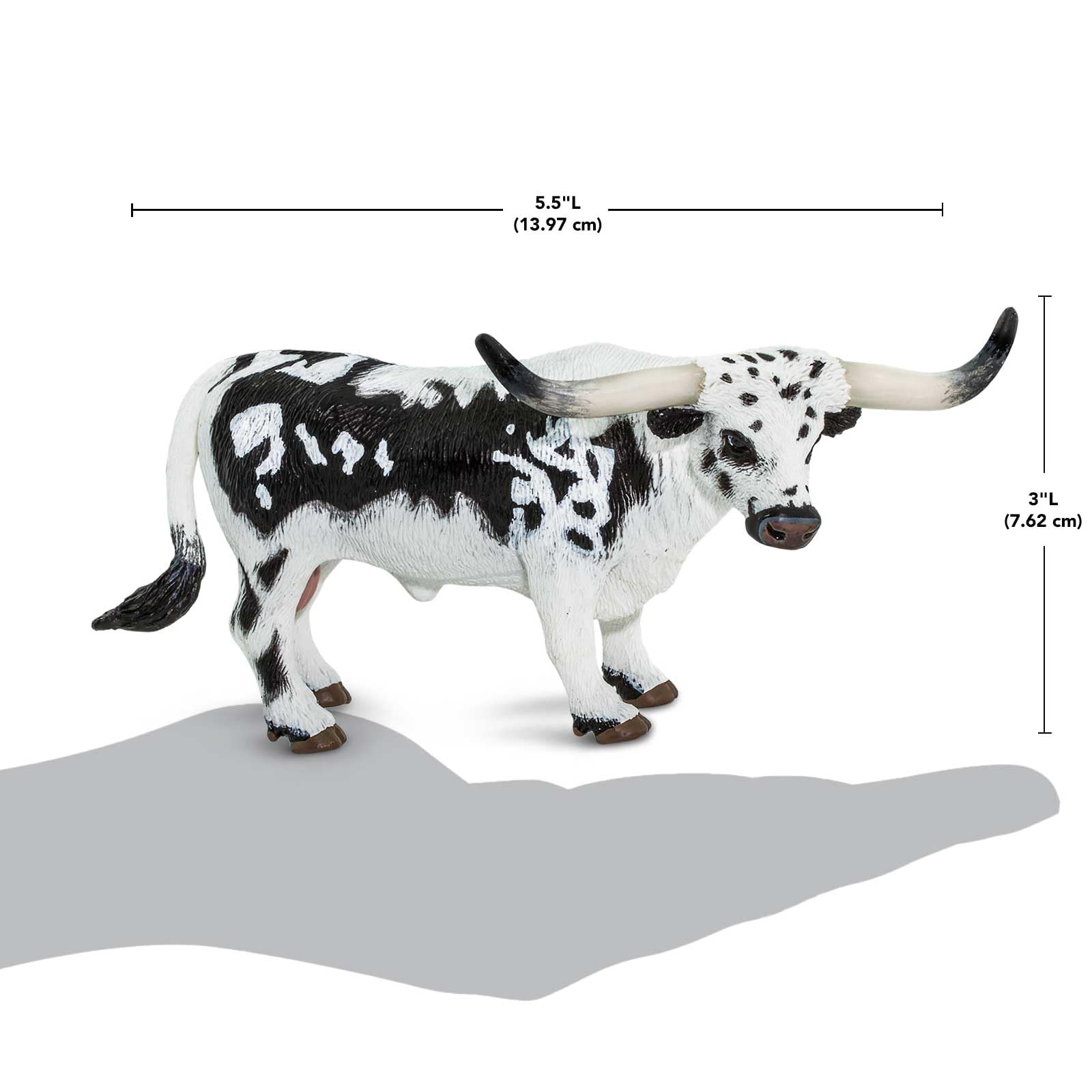 Safari Ltd. Texas Longhorn Bull Figurine - Hand-Painted, Lifelike 5.5" Model Figure - Fun Educational Farm Animal Toy for Boys, Girls & Kids Ages 3+