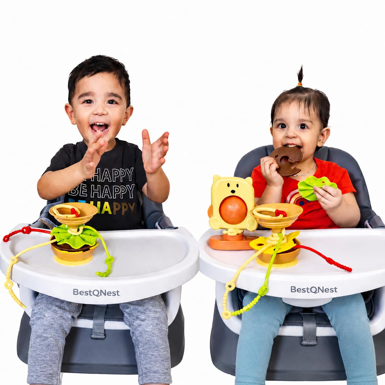 Hamburger Suction Cup Baby Toy Holder for High Chair, Car Seat & Stroller, 3 Tether Straps Keep Toys from Falling Down, BPA-Free Food-Grade Silicone