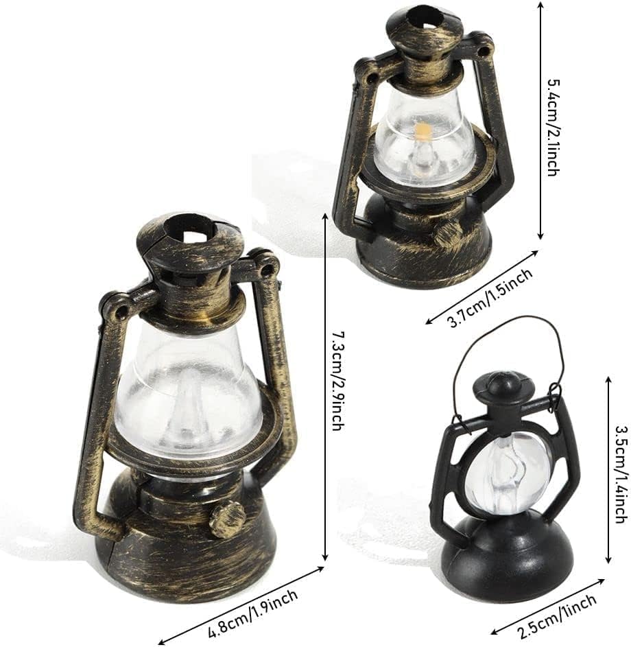 1pc Bronze Color Miniature Lamps for Dollhouse, Doll House Retro Oil Lantern Dollhouse Accessories Scene Ornaments Dollhouse Miniature Scene Model