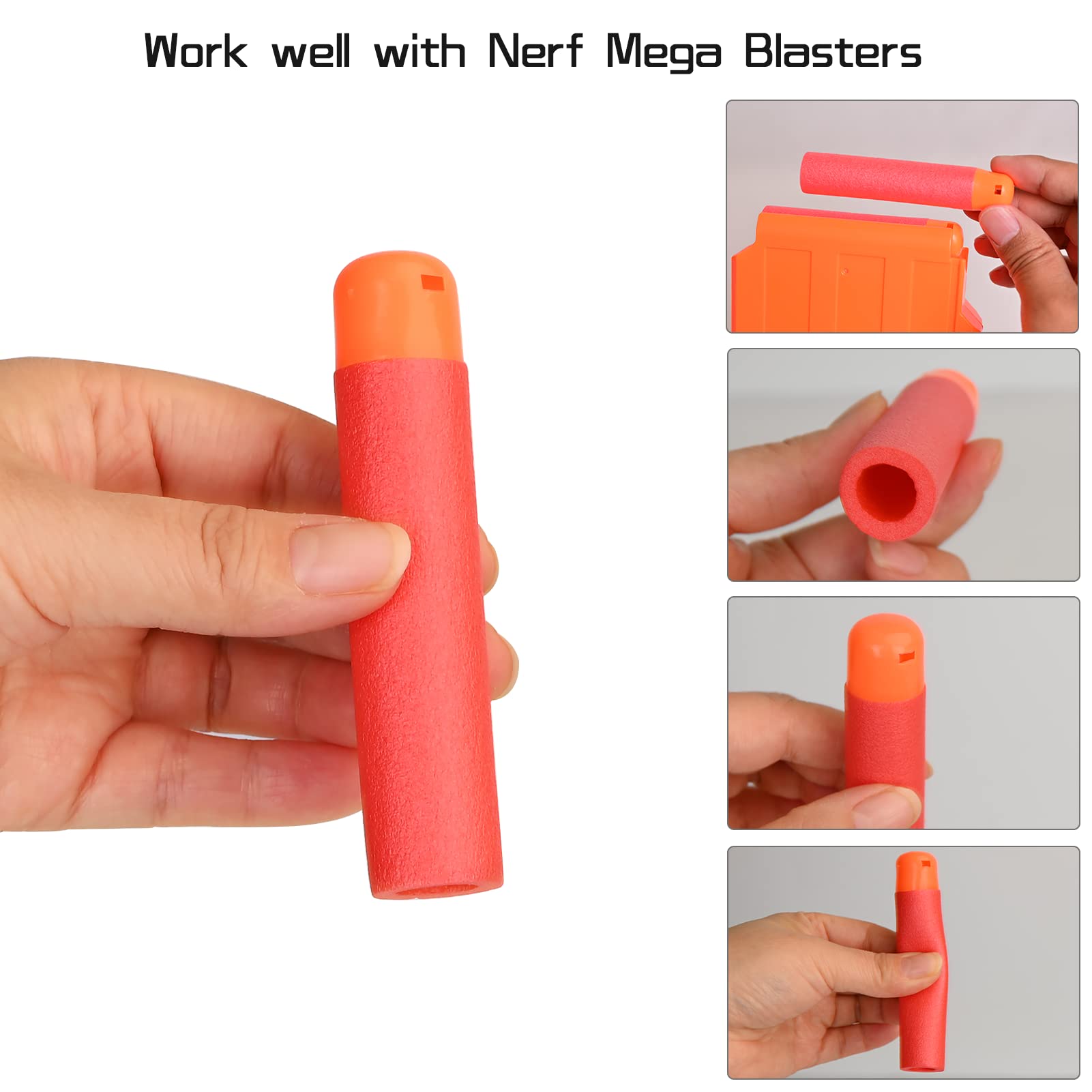 lififun Mega Dart Refill Pack 96 Pcs Compatible with Nerf N-Strike Mega Series Blasters, Red