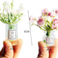 2Pcs Miniature Flowers in Vase Set - 1:6 Scale Dollhouse Décor with Realistic Details, Tiny Floral Arrangements for Micro Landscape, Train Platform